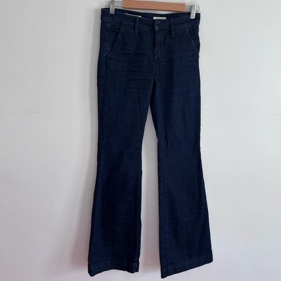Anthropologie Pilcro Flare Jeans Dark Rinse Mid Rise Full Length - Picture 1 of 9